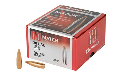 Hornady .308 168 gr Match BTHP bullets box - 100 count