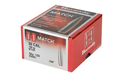 Hornady .308 168 gr Match BTHP bullets box - 100 count
