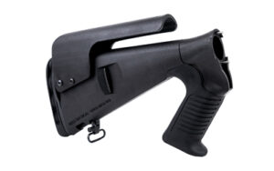 Mesa Tactical Urbino buttstock for Benelli M1/M2 in black showing pistol grip and cheek riser