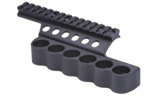 Mesa Tactical Saddlerail 5.5-inch side saddle shotshell carrier, black, fits 6-12GA