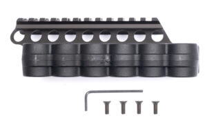 Mesa Tactical SureShell polymer side saddle with Picatinny rail for Mossberg 500, black, six-shell carrier