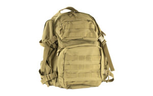 NcStar VISM tactical backpack tan, front view with MOLLE webbing and padded shoulder straps