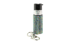 SABRE Jeweled Pepper Spray black with snap clip and key ring, 0.54 oz, 25 bursts