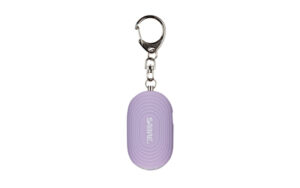 Sabre 2-in-1 personal alarm purple with LED light and snap hook keychain