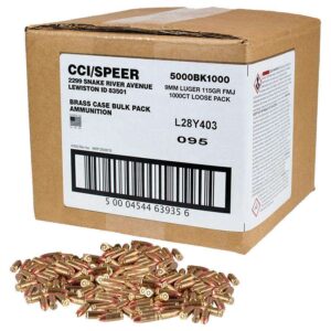 CCI Blazer Brass 9mm 115gr FMJ ammunition in bulk 1000 round loose pack