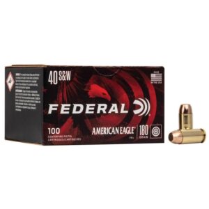 Federal American Eagle 40 S&W 180 grain FMJ ammunition package