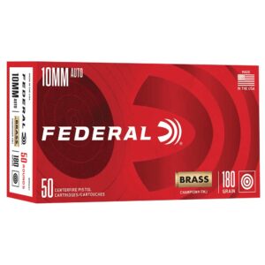 Box of Federal Champion 10mm Auto 180 grain FMJ ammunition, 50 rounds