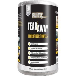 Flitz Tear-Away Microfiber Cloth Rolls 12x12 30 count dual-sided towels