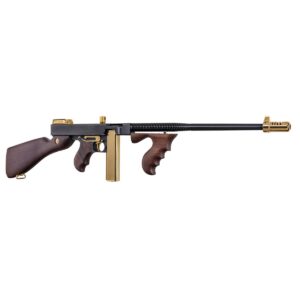 Auto-Ordnance 1927A-1 Deluxe T1ABTG Tommy Gun with black receiver, titanium gold accents, and walnut stock