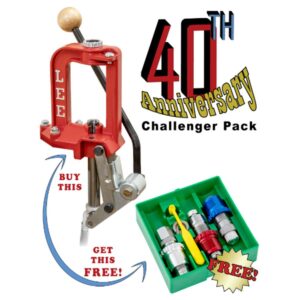 Lee Challenger III single-stage reloading press 40th Anniversary Pack with .223 Rem Breech Lock Carbide 3-die set