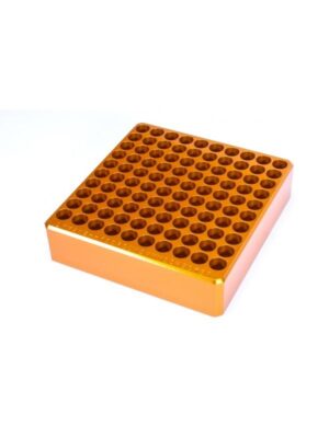 Lyman 9mm Ammo Checker Block 100-hole bright orange anodized aluminum gauge