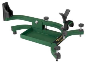 Caldwell Lead Sled Solo recoil-reducing rifle shooting rest in green with integrated 25 lb weight tray