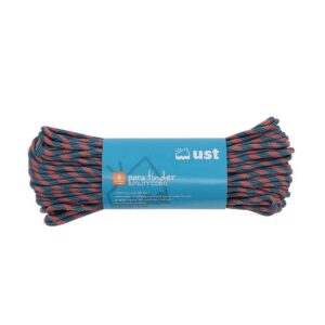 AOB Ultimate Survival ParaTinder 100ft PDQ 6-ct spool showing paracord and red tinder core