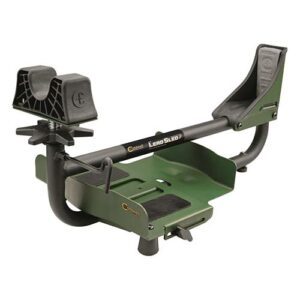 Caldwell Lead Sled 3 shooting rest in green and black with weight tray and rear cradle