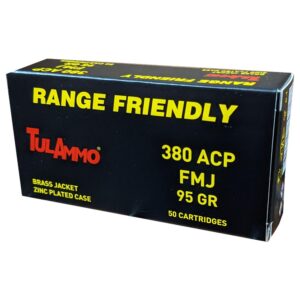 Box of Tula .380 ACP 95-grain zinc-coated steel case FMJ ammunition