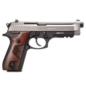 Taurus PT92 9mm pistol with tungsten slide, black frame, and Altamont wood grips