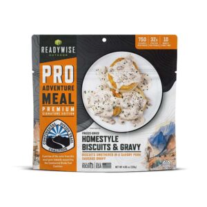 ReadyWise Pro Meal Biscuits & Gravy single pack 2 servings packaged meal