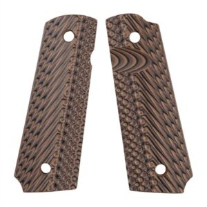 VZ Operator II Hyena Brown G10 1911 grips with golfball texture and thumb notch