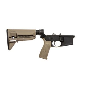 BCM complete AR-15 lower receiver with MK2 RMS buffer system and Mod 0 SOPMOD stock in Flat Dark Earth