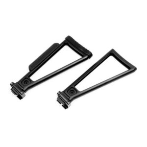 A3 Industries 9-inch black polymer triangle folding stock with rubber cheek rest and Picatinny hinge