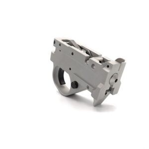 KIDD Two Stage Trigger Unit for Ruger 10/22 with silver housing and black curved extended trigger