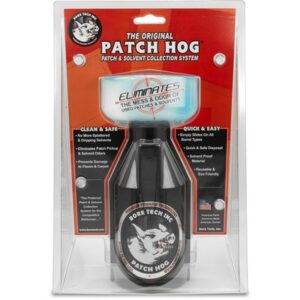 Black Bore Tech Patch Hog patch and solvent collection system with rubber muzzle grommet and bottle threads
