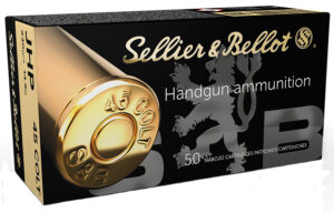 Box of Sellier and Bellot .45 Colt 230 grain jacketed hollow point ammunition