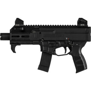 CZ Scorpion 3+ Micro 9mm pistol in black with SB Tactical brace and M-LOK handguard