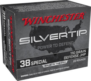 Box of Winchester Silvertip 38 Special 110 grain hollow-point ammunition with 20 rounds