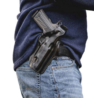 Black Galco Fletch High Ride OWB holster fitted for Sig P365 X Macro right-hand draw