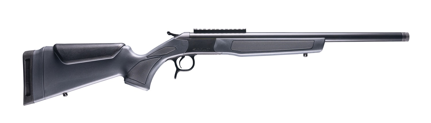 CVA Scout 22 Creedmoor single shot rifle with matte blued barrel and gray synthetic stock