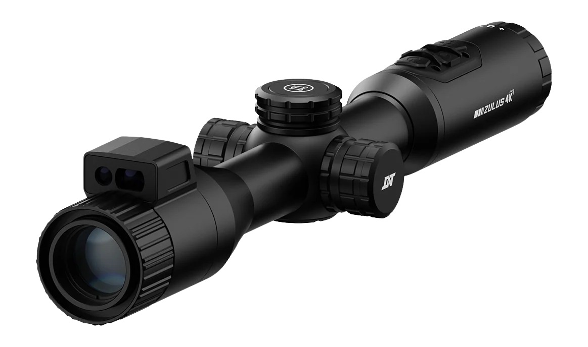 DNT ZULUS 4K tube-style digital day and night vision scope with integrated laser rangefinder, black finish