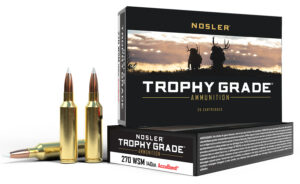 Nosler Trophy Grade 270 WSM ammunition box displaying 140 grain AccuBond bullets
