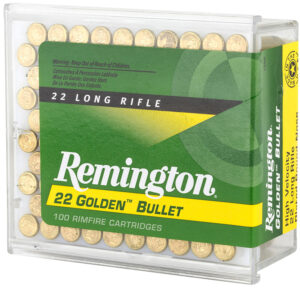 Remington Golden Bullet 22LR 40 grain plated round nose ammunition box