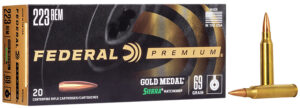 Federal Gold Medal 338 Lapua Magnum 250gr Sierra MatchKing ammunition box with 20 rounds