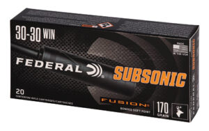 Box of Federal Fusion 30-30 Winchester 170 grain bonded soft point rifle ammunition