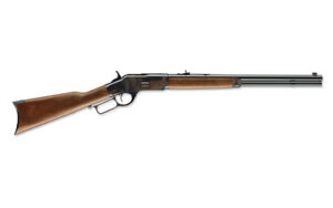 Winchester 1873 Short Rifle with color case hardened receiver, walnut stock, and 20-inch blued barrel
