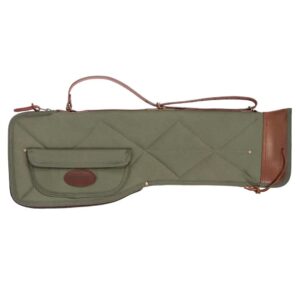 Boyt Signature Series waxed canvas takedown shotgun case in 34-inch OD green with leather handle and tip