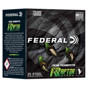 Box of Federal Rob Roberts Raptor Steel 20 gauge 3 inch shotshells with 25 count #2 steel shot