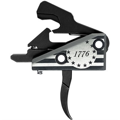 Rise Armament 1776 Special Edition flat AR trigger with silver anodized housing and Betsy Ross flag engraving