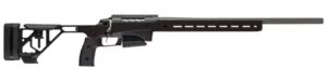 Black Tikka T3x Ace Target 6mm Creedmoor rifle with aluminum chassis and heavy barrel