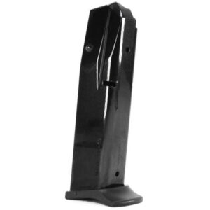 Black alloy 13-round .380 ACP magazine for the Girsan MC14 T pistol with polymer base plate