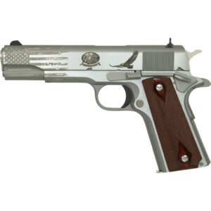 Colt 1911 Liberty 250th stainless 45 ACP pistol with patriotic anniversary engraving