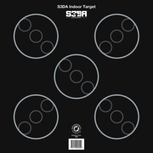 Maple Leaf S3DA 3D Target Face in black showing ASA scoring rings with five spots