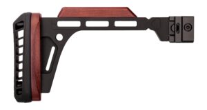 Woox Forty-Seven Edge folding AK stock featuring aluminum chassis and American walnut cheek riser