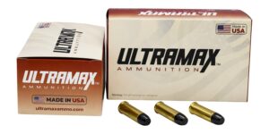 Box of Ultramax 44 Magnum 240gr plated flat point ammunition