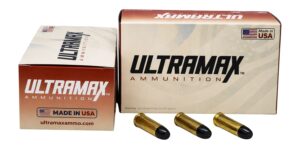Box of Ultramax 10mm Auto 180 grain HTJHC remanufactured ammunition, 50 rounds per box