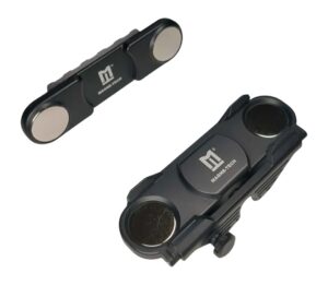 Black anodized aluminum Magne-Tech locking magnetic Picatinny mount set with male rail base and female accessory piece