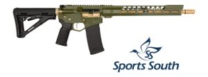 Diamondback DB15 Sports South Exclusive AR-15 with green Cerakote receiver and gold barrel
