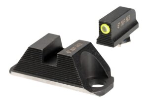 Night Fision Optics Ready Stealth tritium sight set for Glock with yellow front ring and blank rear